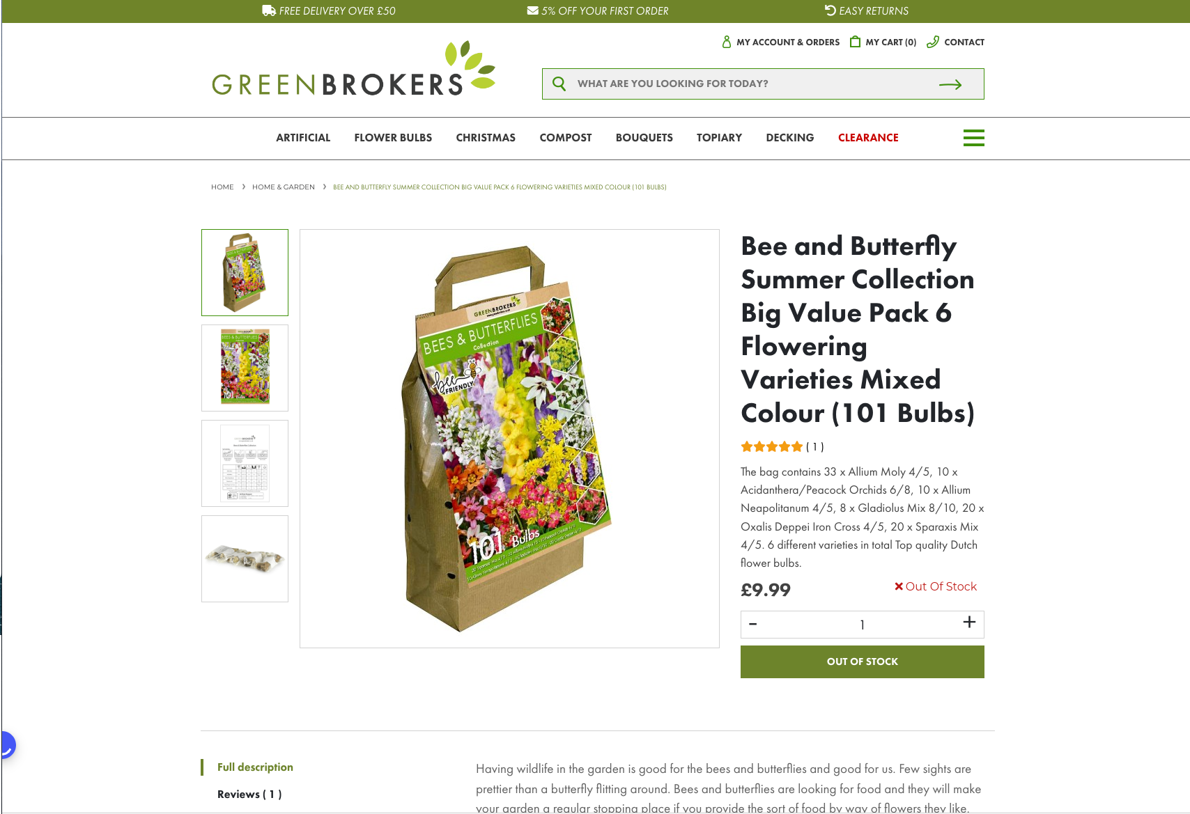 GreenBrokers website product catalogue